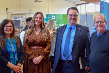 Mike with the DWP and exhibitors at his 2023 Apprenticeship Fair
